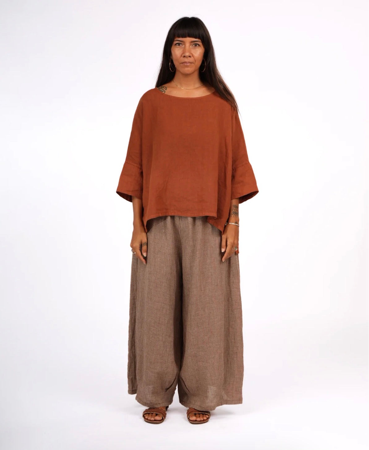 Montaigne - Eadie - Linen Pants in Fine - Houndstooth