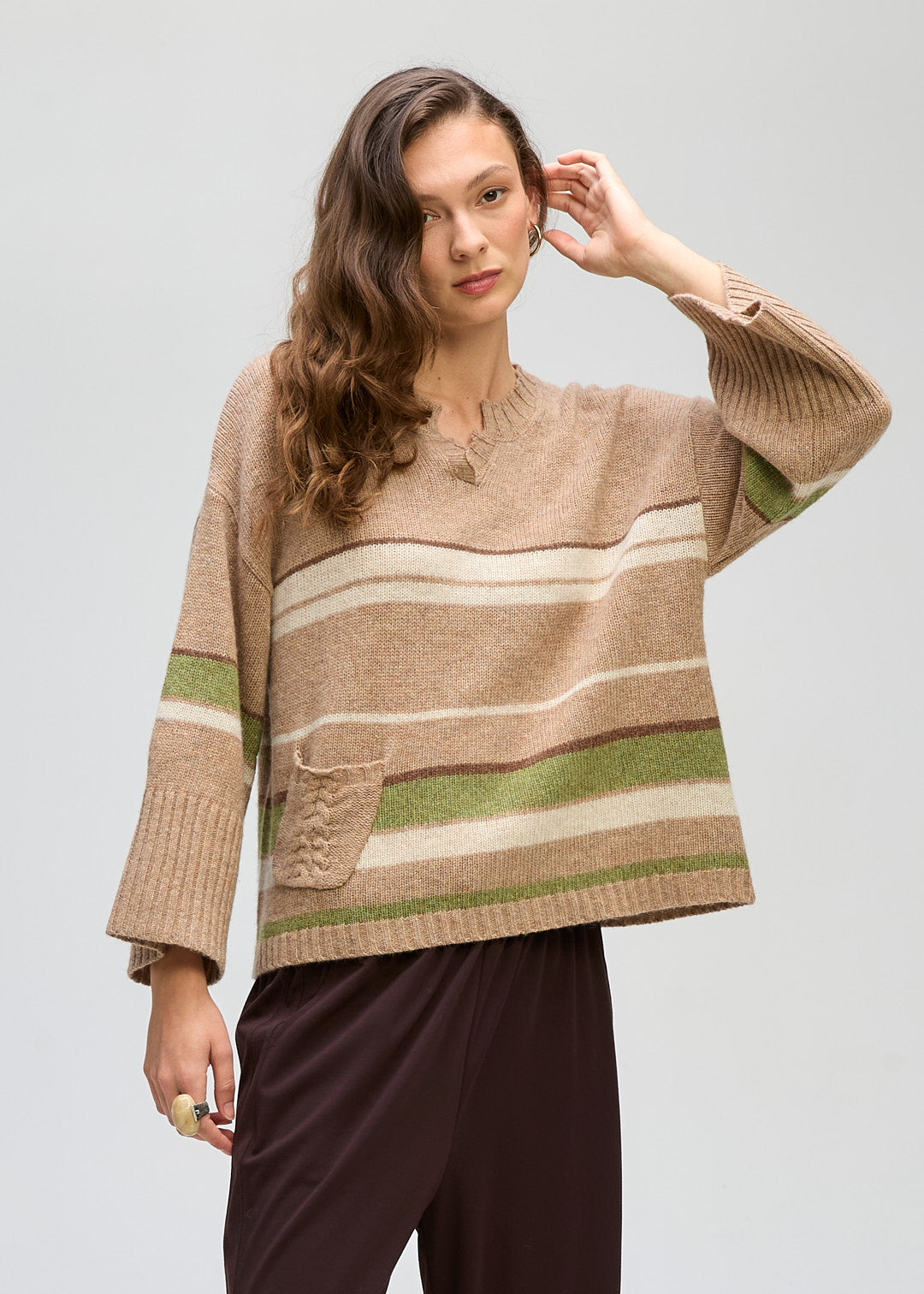 LD&Co - Crop Stripe Jumper - Walnut