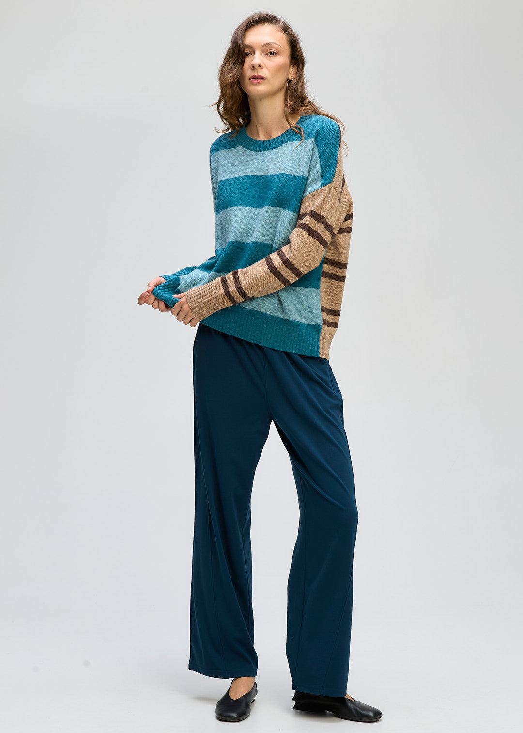 LD&Co - Groove Stripe Crew Jumper - Teal