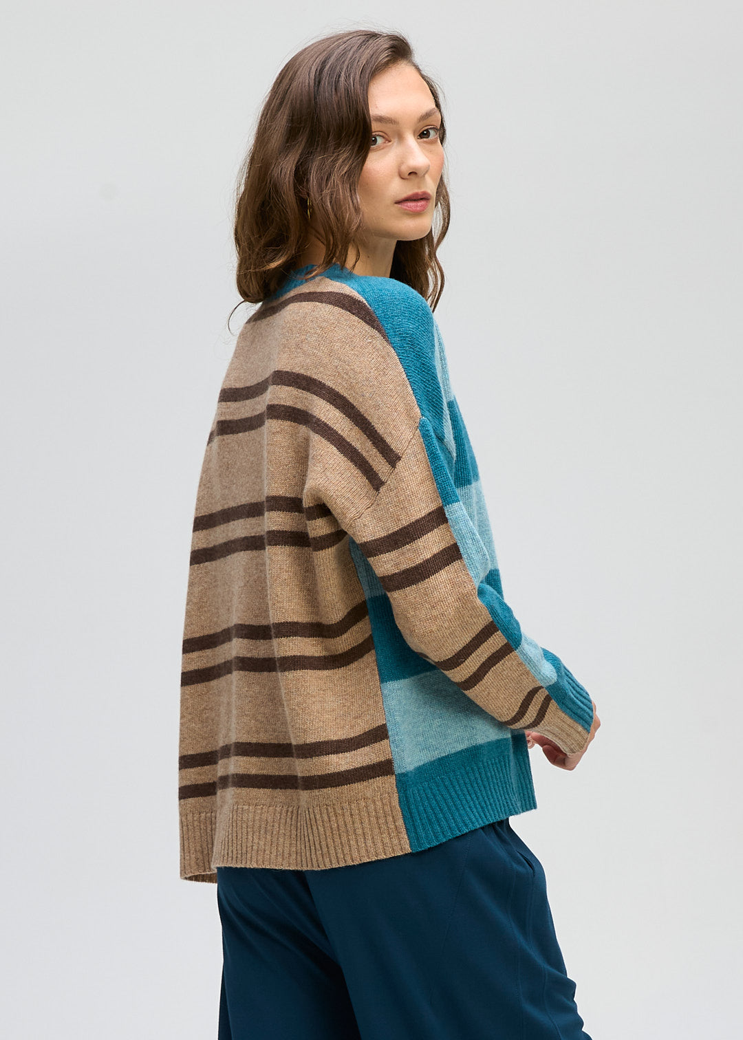 LD&Co - Groove Stripe Crew Jumper - Teal