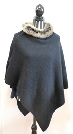 Koru PossumMerino Silk Fur Trim Poncho - Various Colours