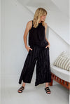 Montaigne ‘Solange’ Cotton Stripe Pants - Black / Charcoal