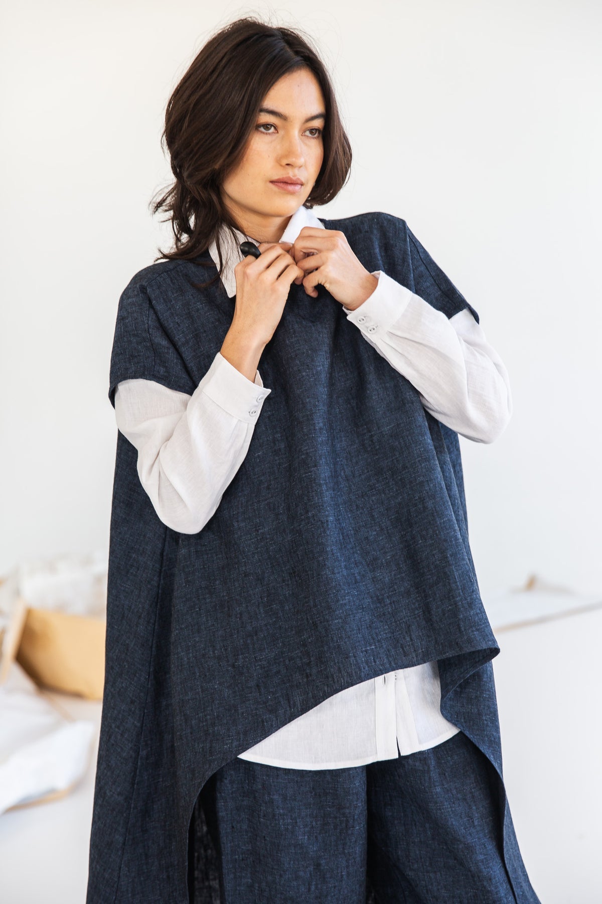 Eva’s Sunday - Aurora - Linen Top - Navy