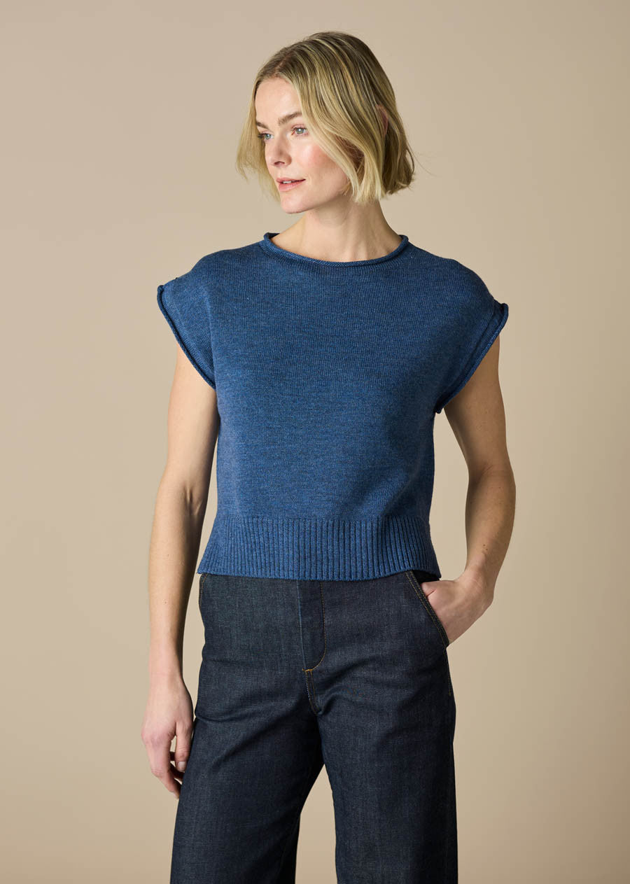 UIMI - Agnes - Knitted Merino Wool Vest - Bluebell