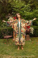 ‘Stay Gold Opera’ Duster Bamboo Kimono Duster Robe With Rabbits Flowers & Bees