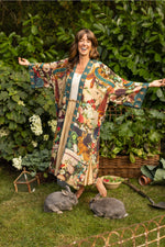 ‘Stay Gold Opera’ Duster Bamboo Kimono Duster Robe With Rabbits Flowers & Bees