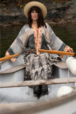 ‘Hold Fast Pixie’ Cropped Bamboo Duster Kimono Cardigan - Boat, Rainbow