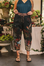 ‘Flight of Fancy’ Linen Cropped Artist Pant - Hummingbird