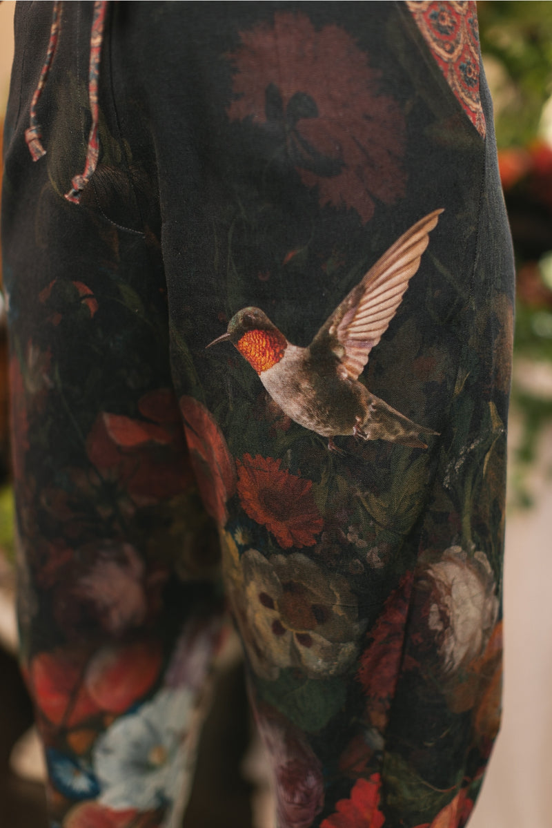 ‘Flight of Fancy’ Linen Cropped Artist Pant - Hummingbird