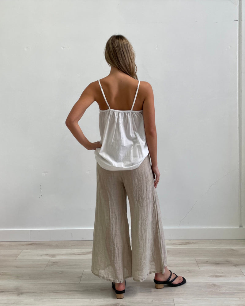 Rustic Linen ‘Chiara’ Wide Legged Pants - Natural