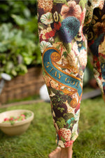 ‘Stay Gold’ Linen Cropped Artist Pant - Bees, Floral & Rabbit