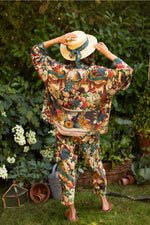 ‘Stay Gold’ Linen Cropped Artist Pant - Bees, Floral & Rabbit