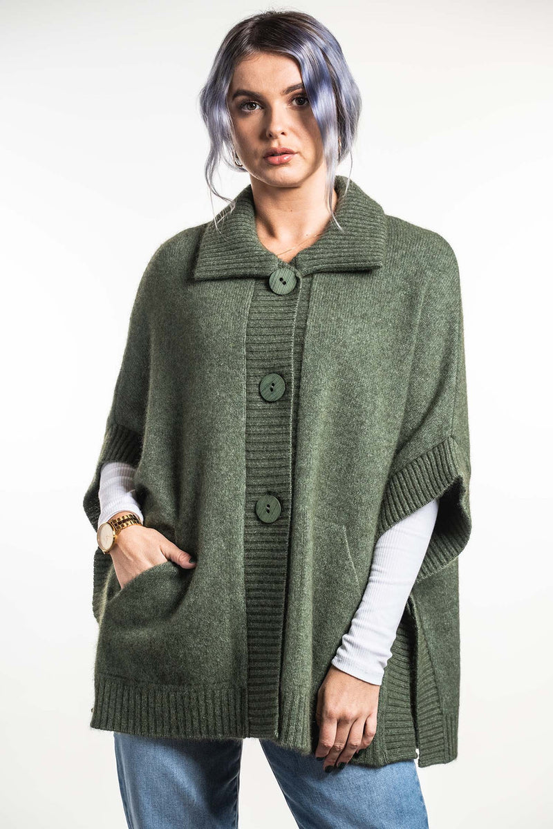 Koru Possum Merino Silk Cape With Pockets - Various Colours