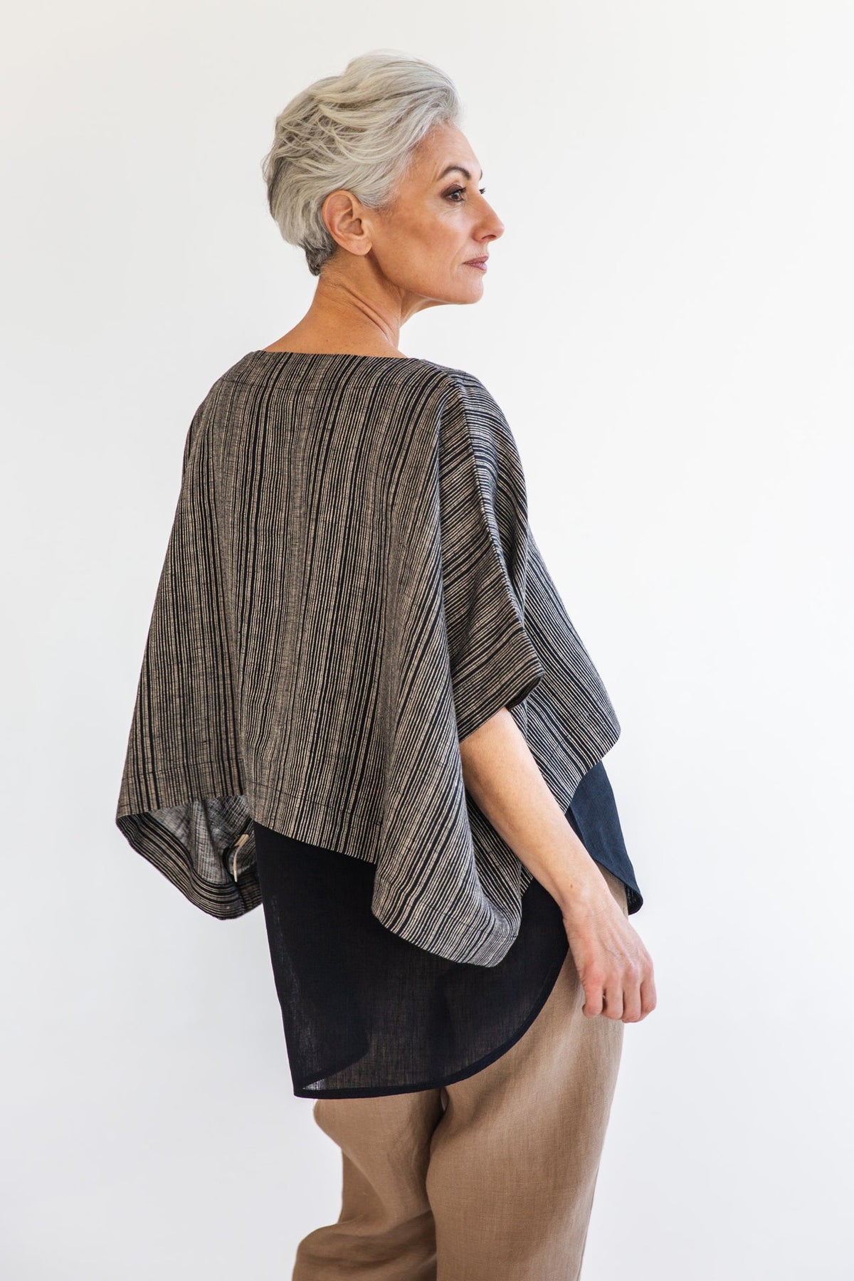 Eva’s Sunday - Tommy - Linen Top - Raven Stripe