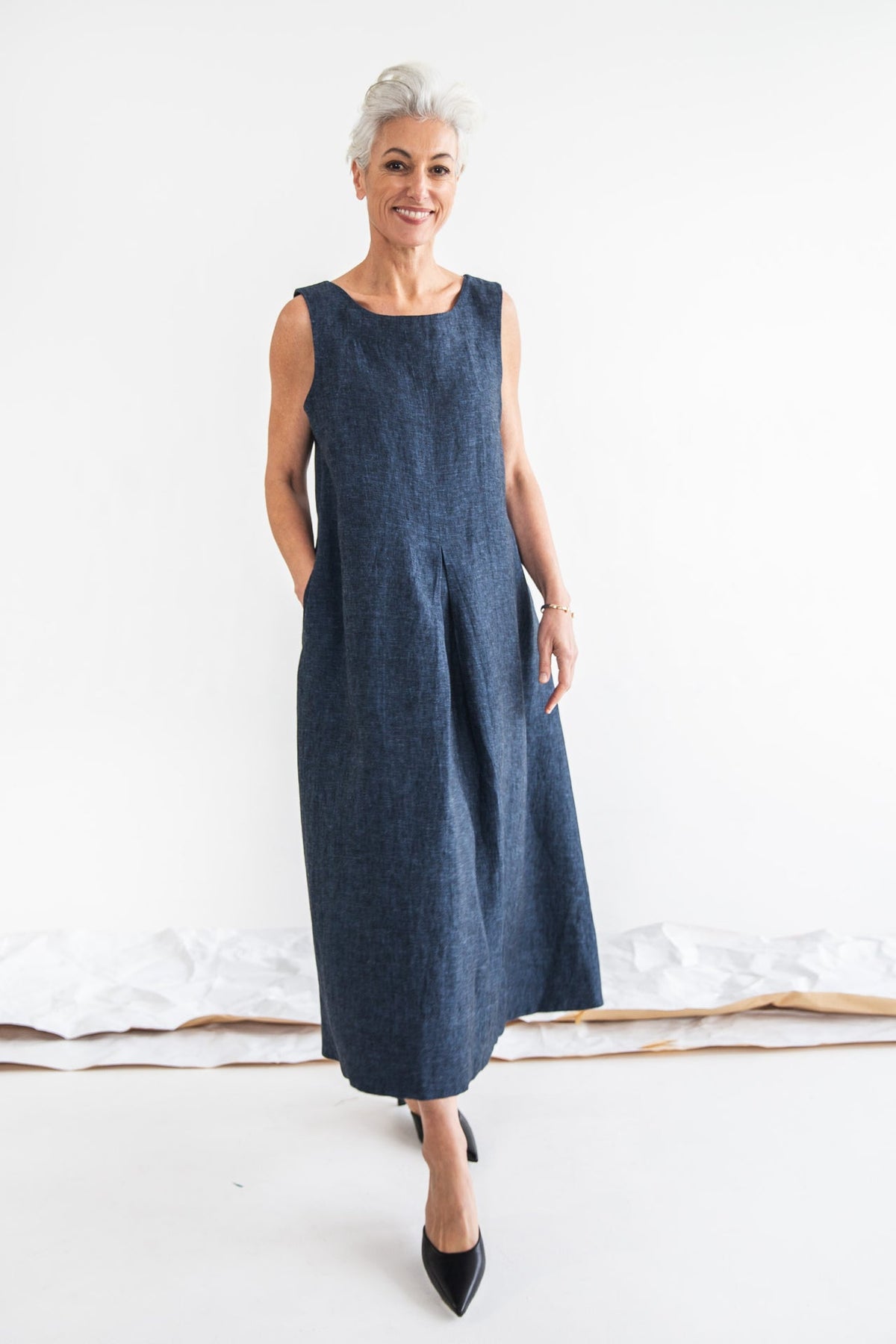 Eva’s Sunday - Paloma - Linen Sleeveless Dress - Navy