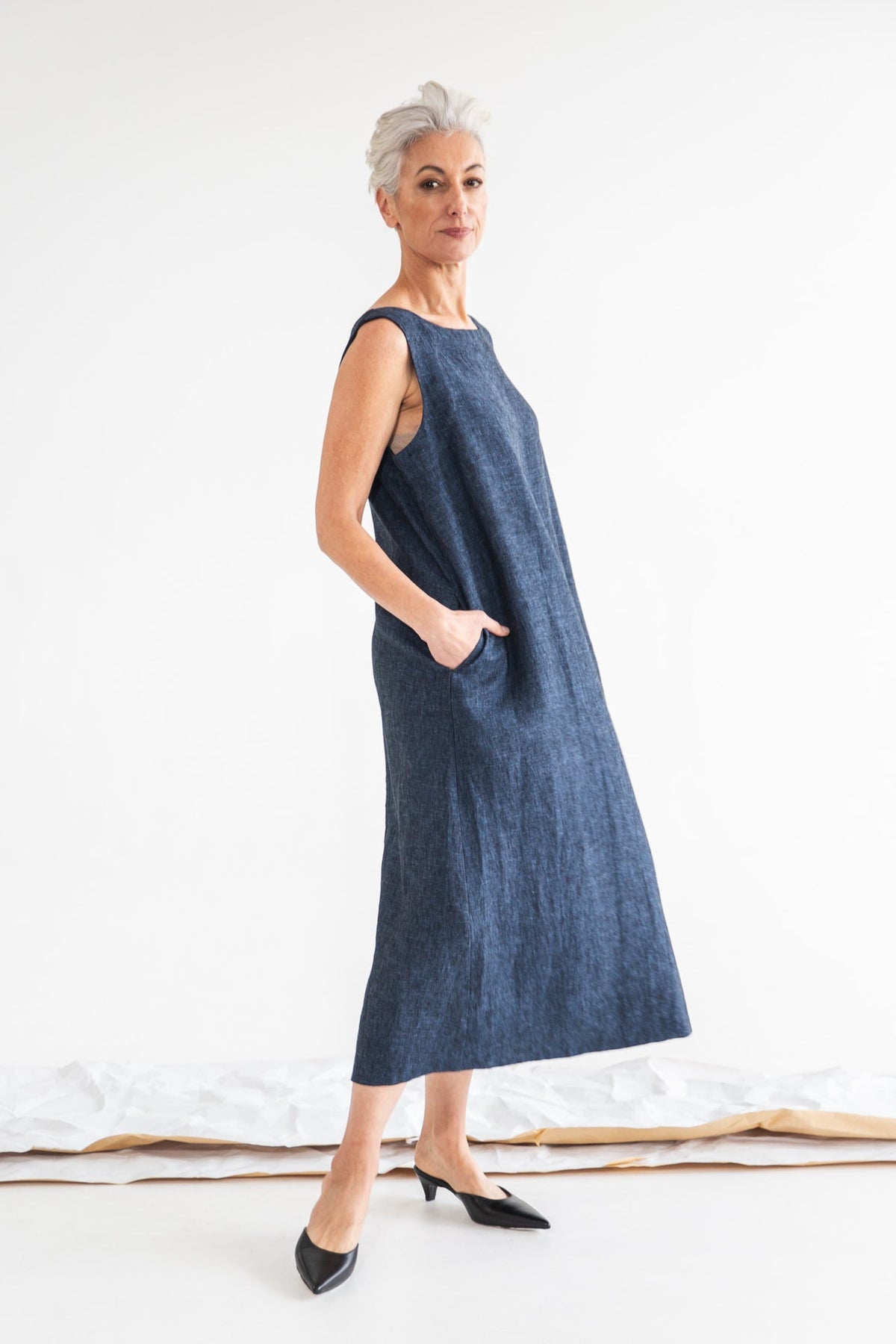 Eva’s Sunday - Paloma - Linen Sleeveless Dress - Navy