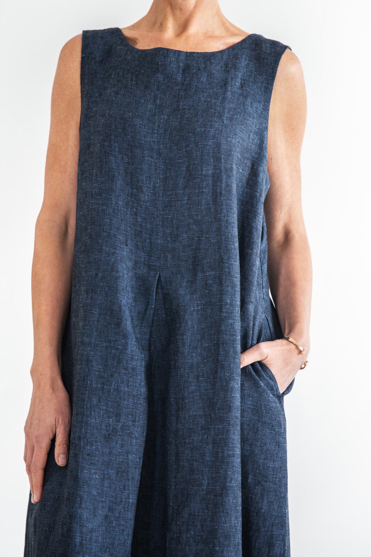 Eva’s Sunday - Paloma - Linen Sleeveless Dress - Navy
