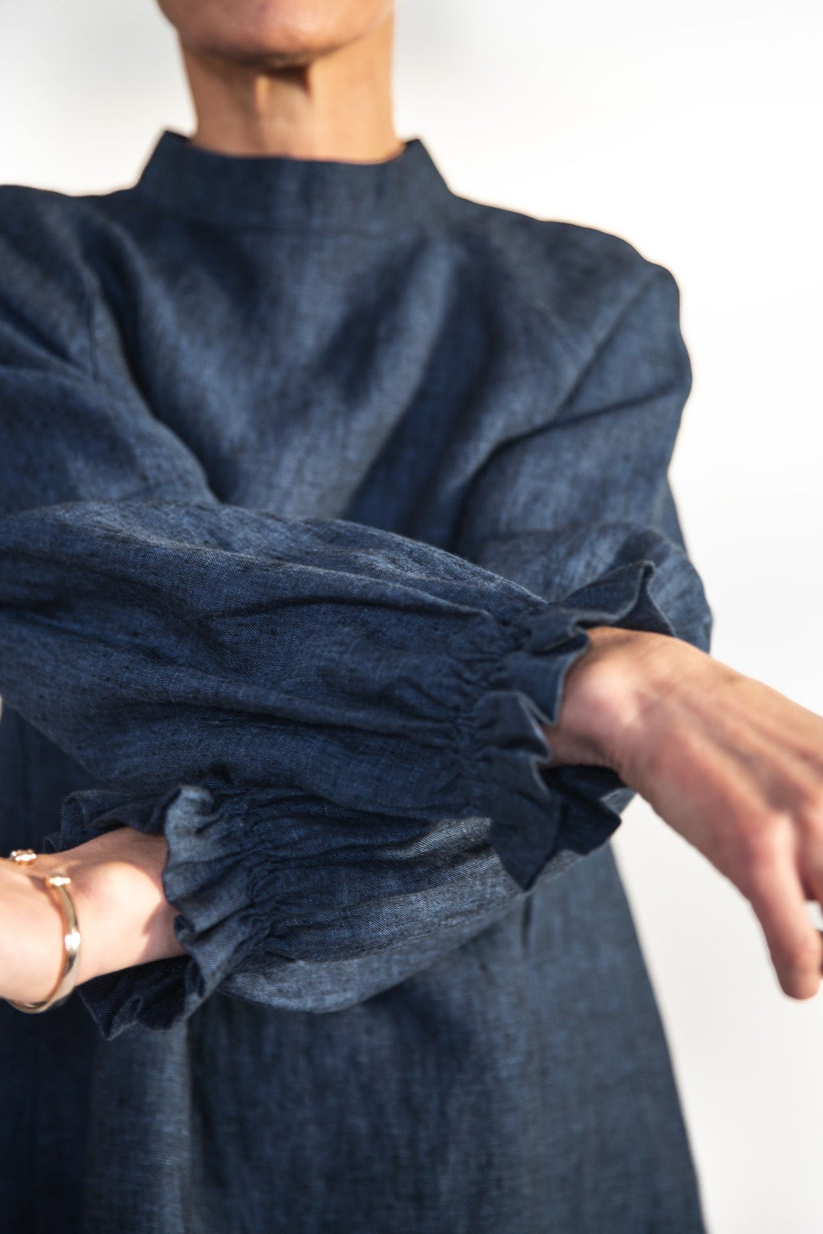 Eva’s Sunday - Leonie - Linen Long Sleeve Top - Navy