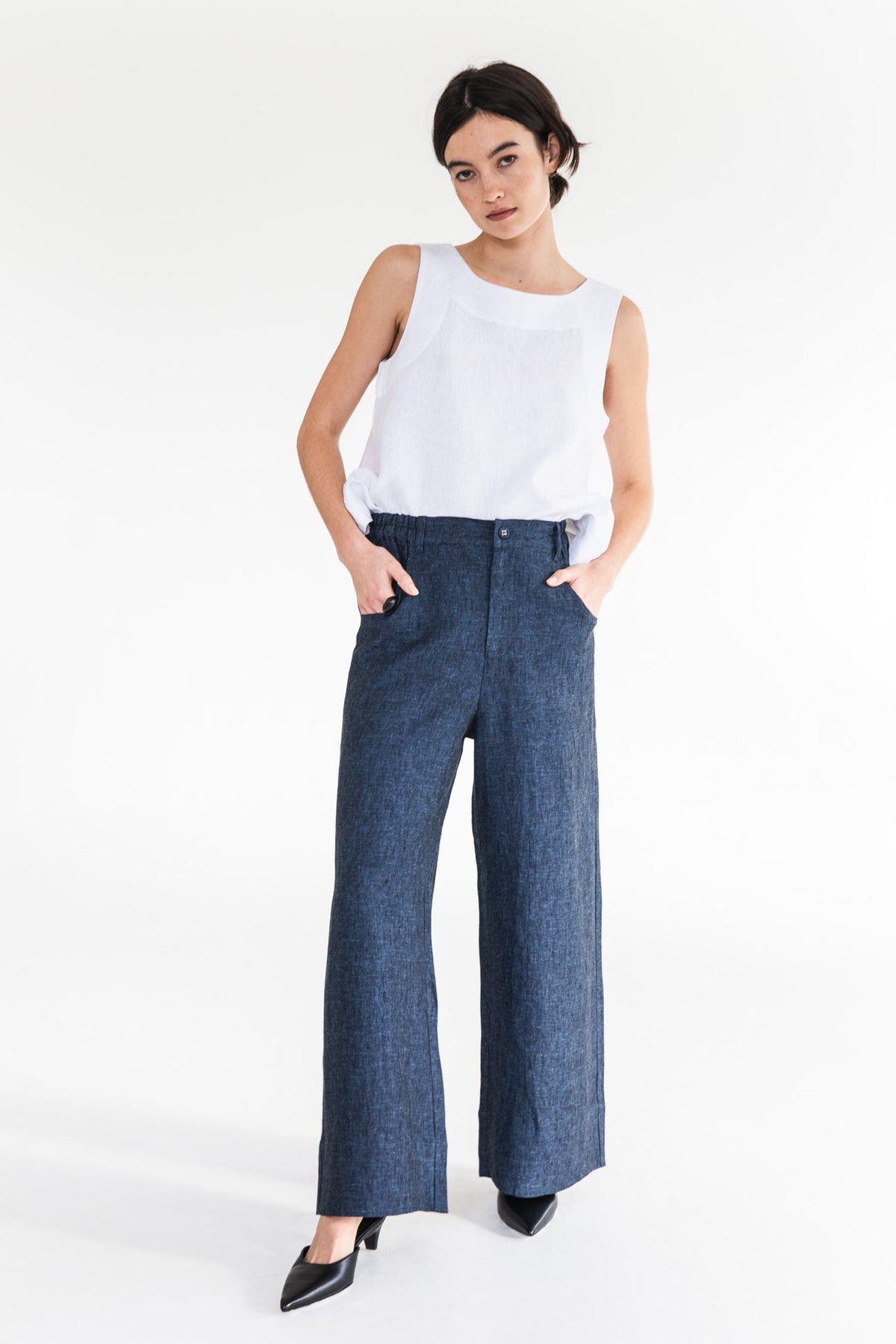 Eva’s Sunday - Bowie - Linen Pant - Navy - LAST - Size XL