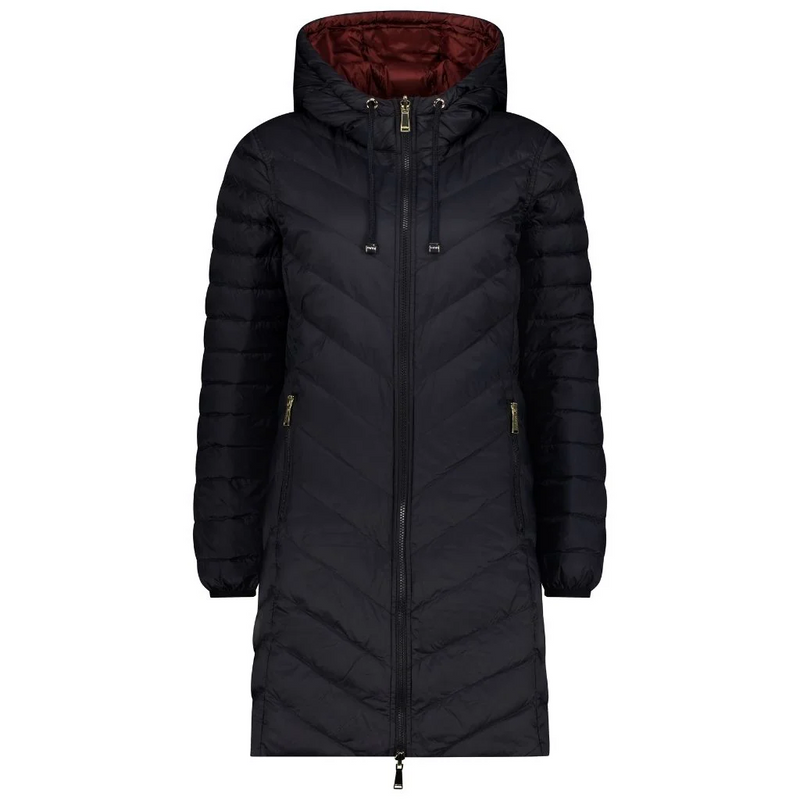 MOKE ‘Arnie’ Women’s 90/10 Reversible Down Coat - Black/Cabermet