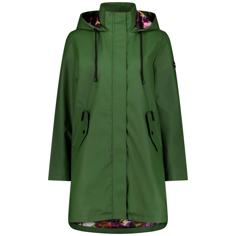 MOKE ‘Billie’ Women’s PU Coated Waterproof Raincoat - Cypress/ Purple Fleur