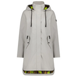 MOKE ‘Billie’ Women’s PU Coated Waterproof Raincoat - Ice crystal w Big Cat Blur