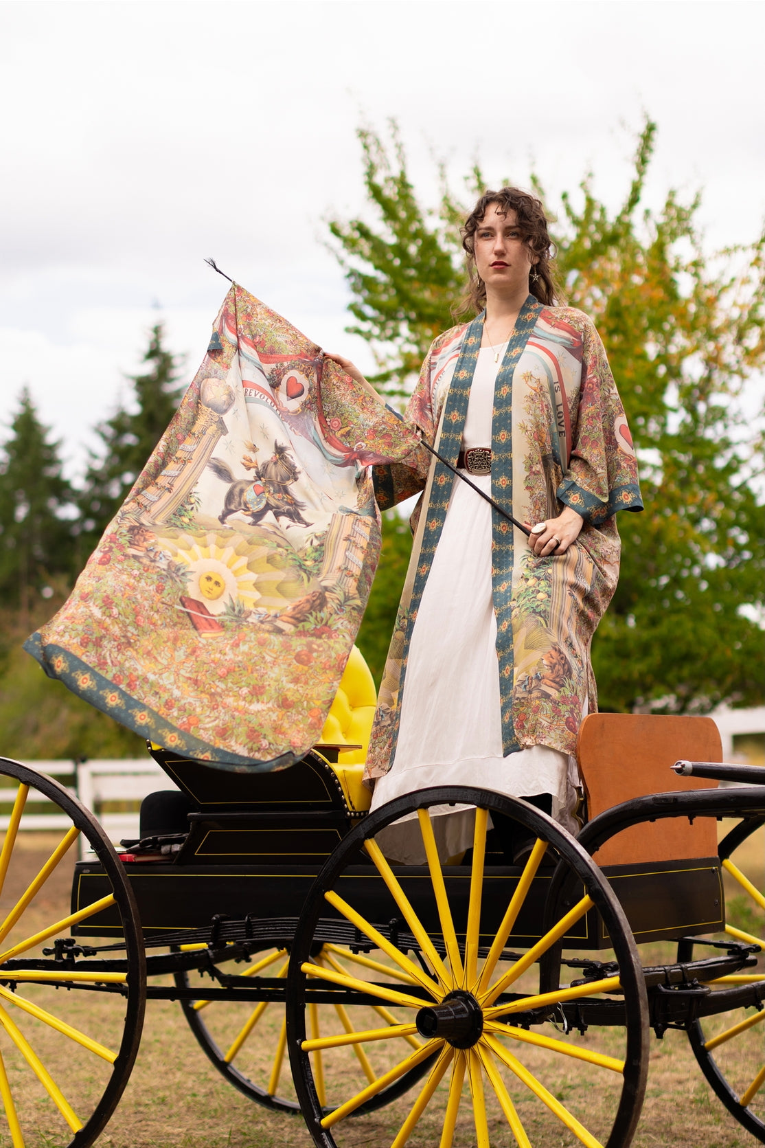 Market Of Stars - Love Revolution - Opera Duster Kimono Robe - Sun, Horse & Florals