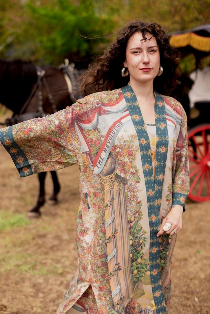 Market Of Stars - Love Revolution - Opera Duster Kimono Robe - Sun, Horse & Florals