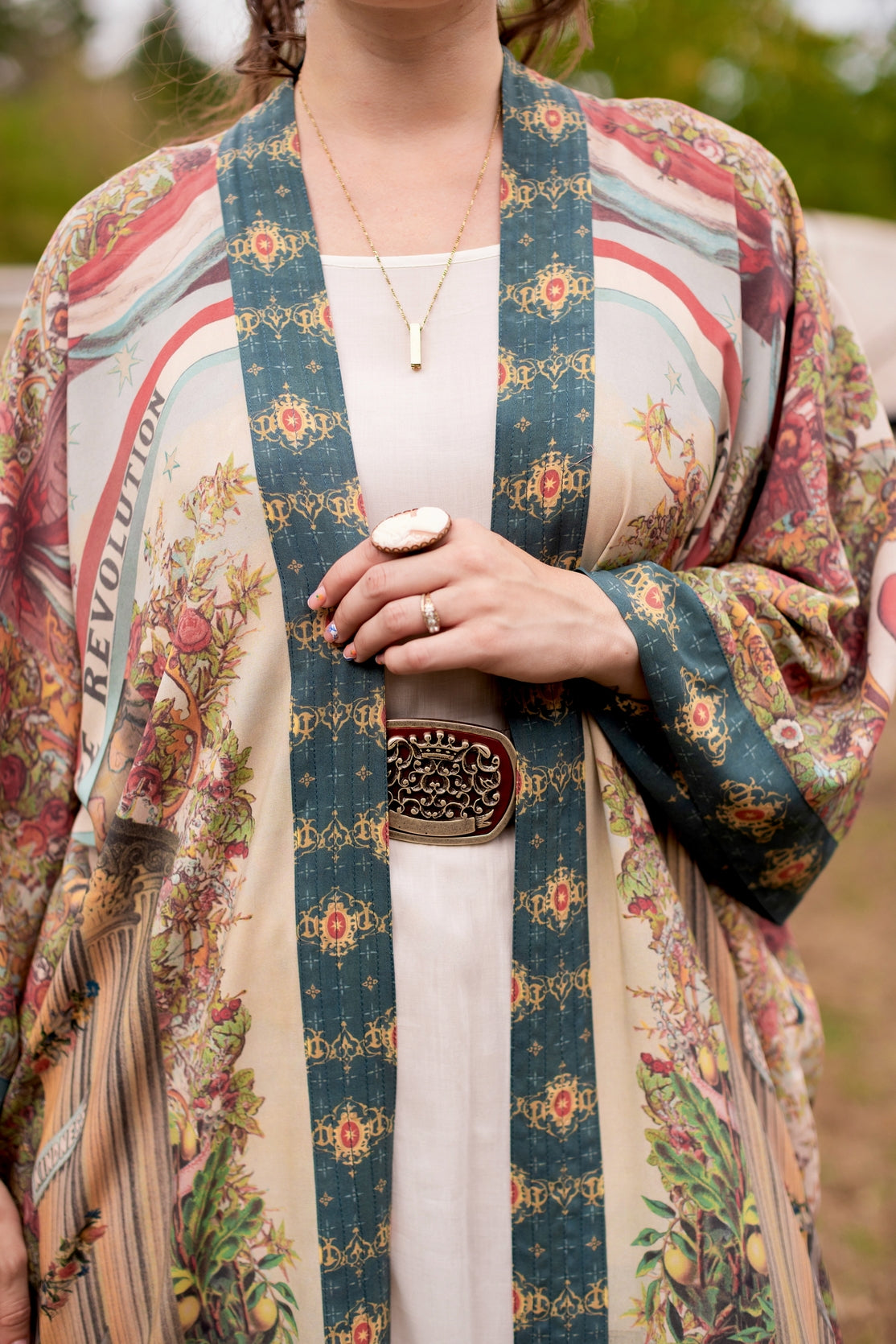 Market Of Stars - Love Revolution - Opera Duster Kimono Robe - Sun, Horse & Florals