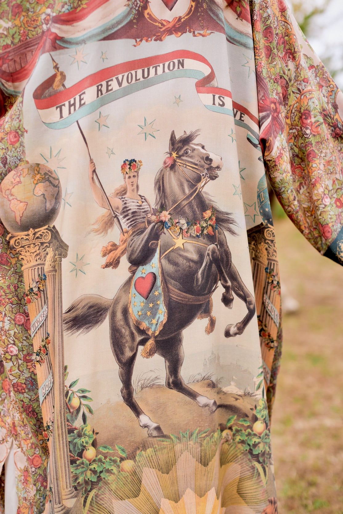 Market Of Stars - Love Revolution - Opera Duster Kimono Robe - Sun, Horse & Florals