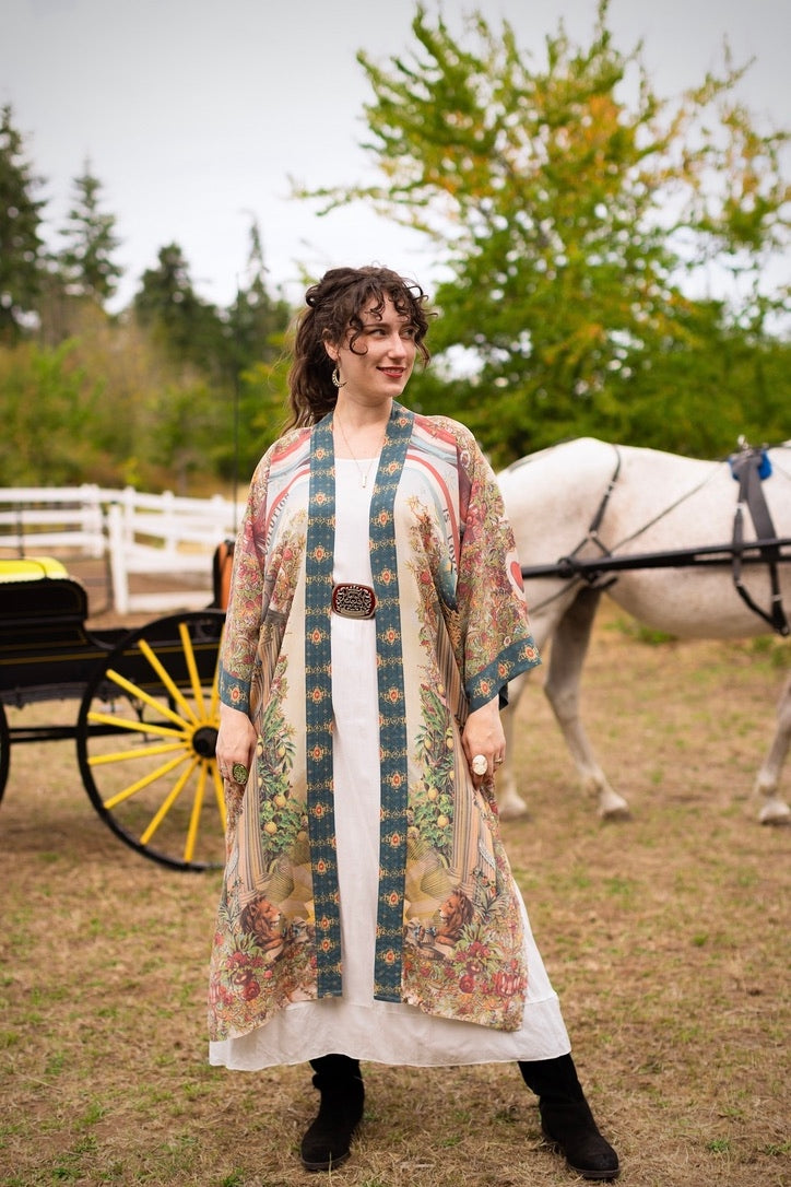 Market Of Stars - Love Revolution - Opera Duster Kimono Robe - Sun, Horse & Florals