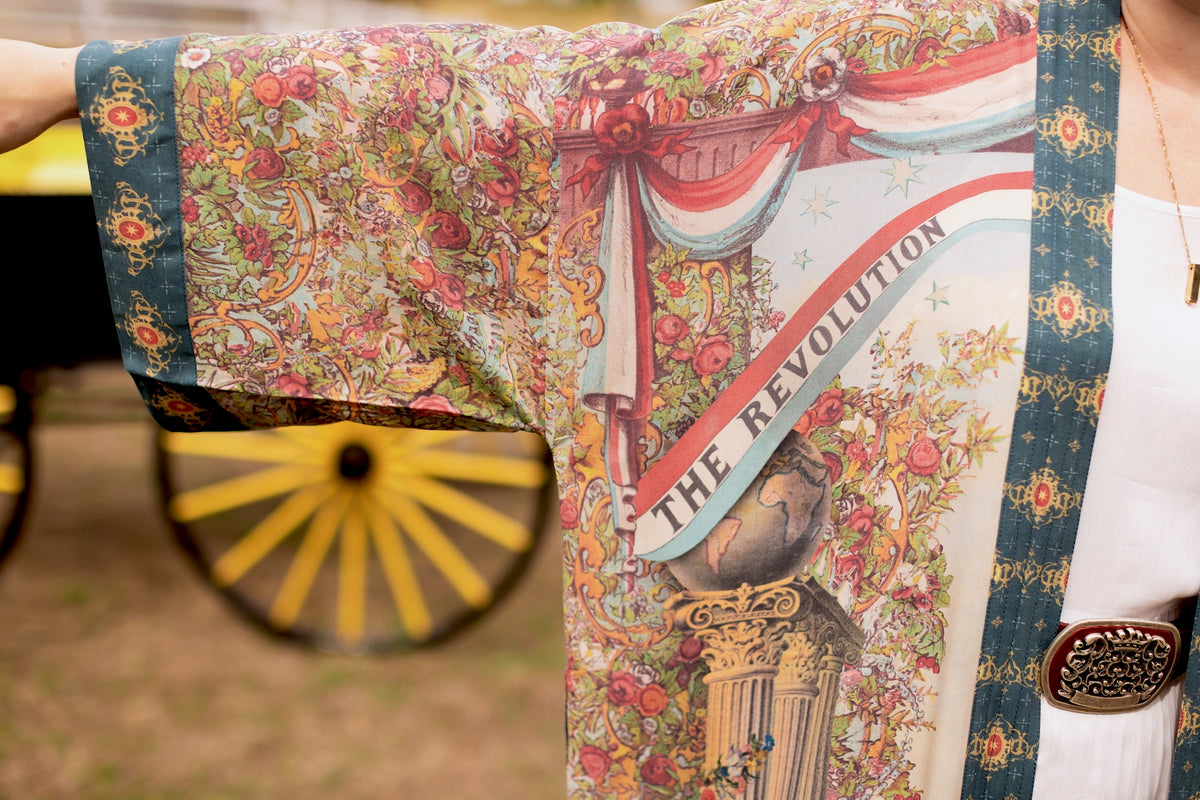 Market Of Stars - Love Revolution - Opera Duster Kimono Robe - Sun, Horse & Florals