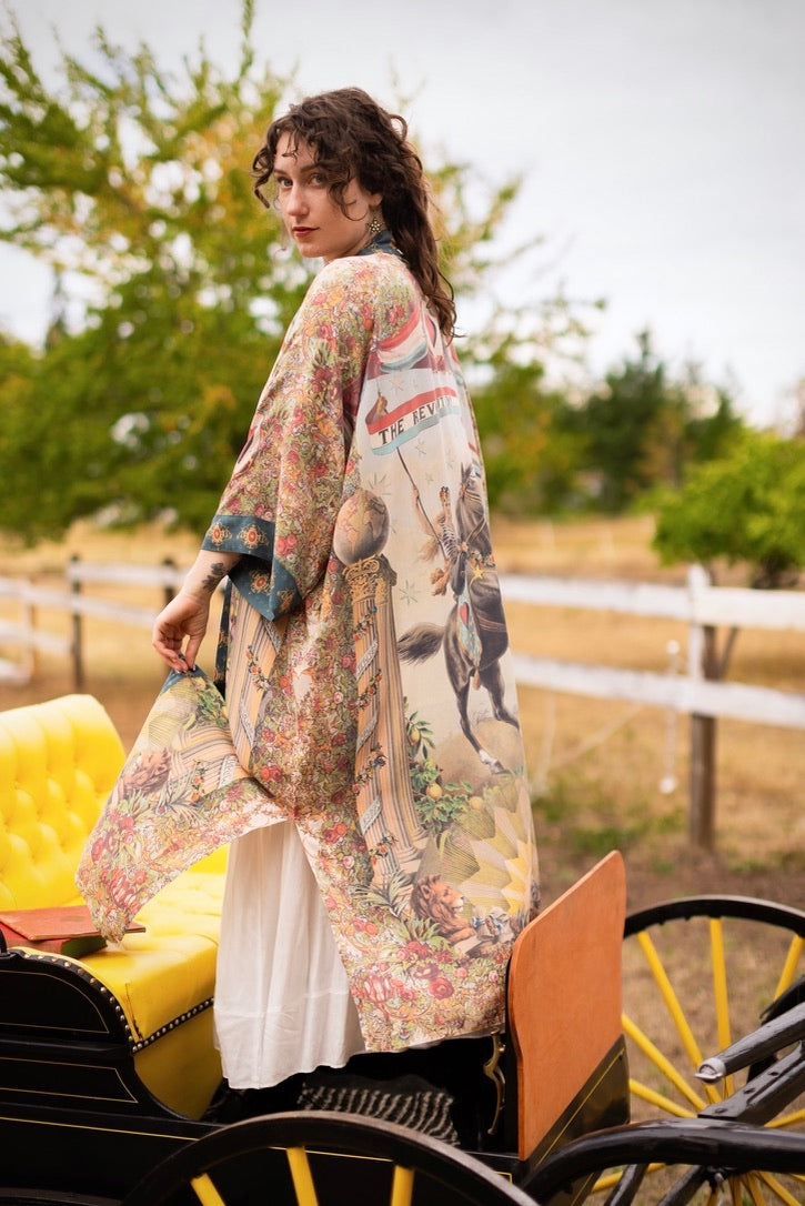 Market Of Stars - Love Revolution - Opera Duster Kimono Robe - Sun, Horse & Florals