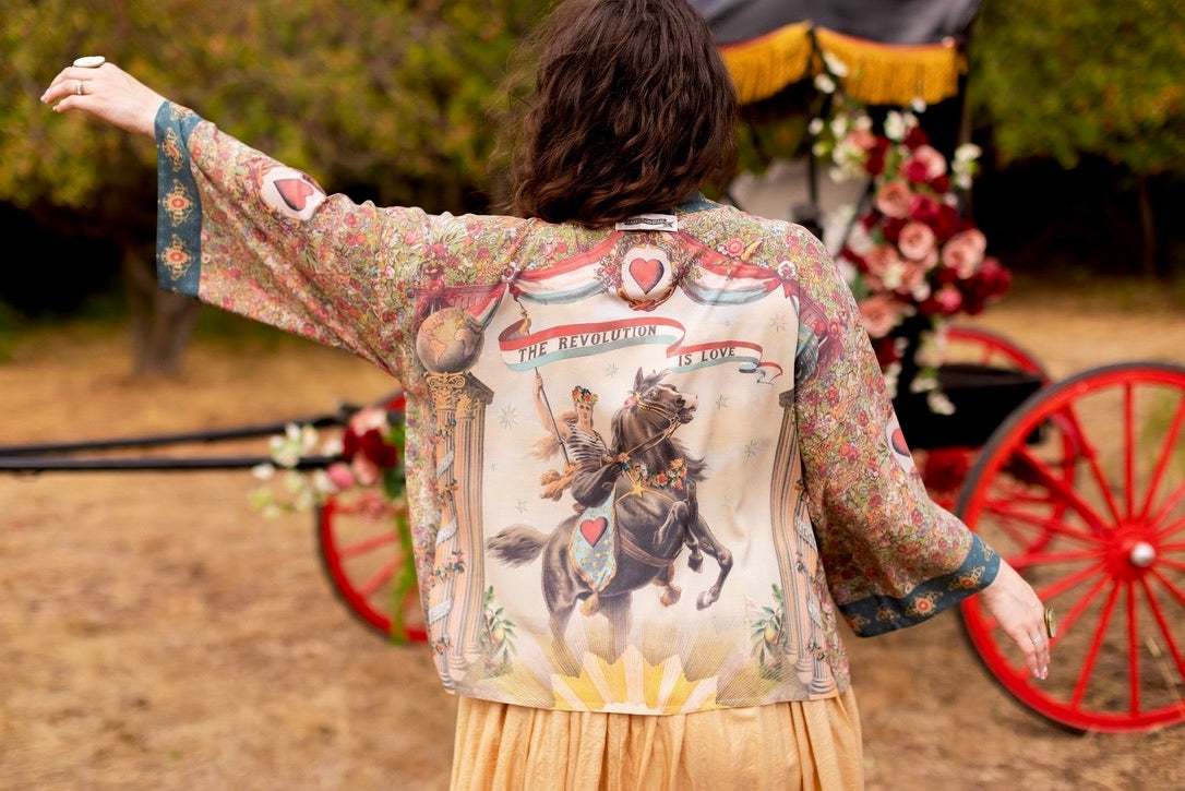 Market Of Stars - Love Revolution - Pixie Duster Crop Kimono - Sun, Horse & Florals