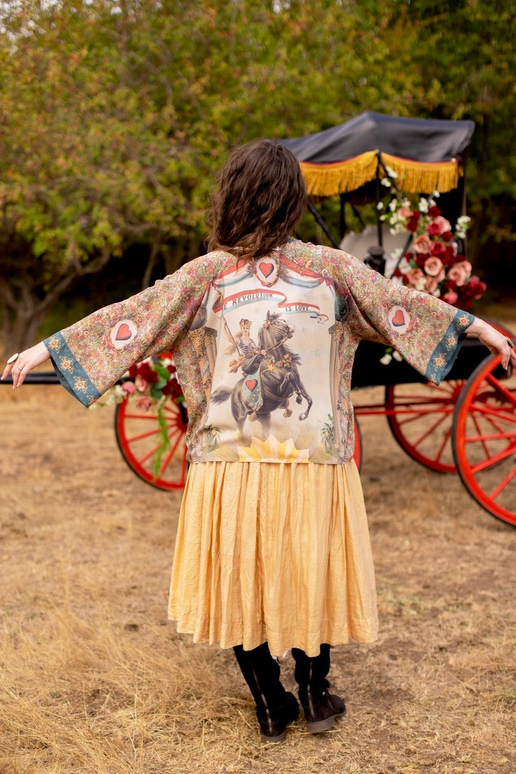 Market Of Stars - Love Revolution - Pixie Duster Crop Kimono - Sun, Horse & Florals