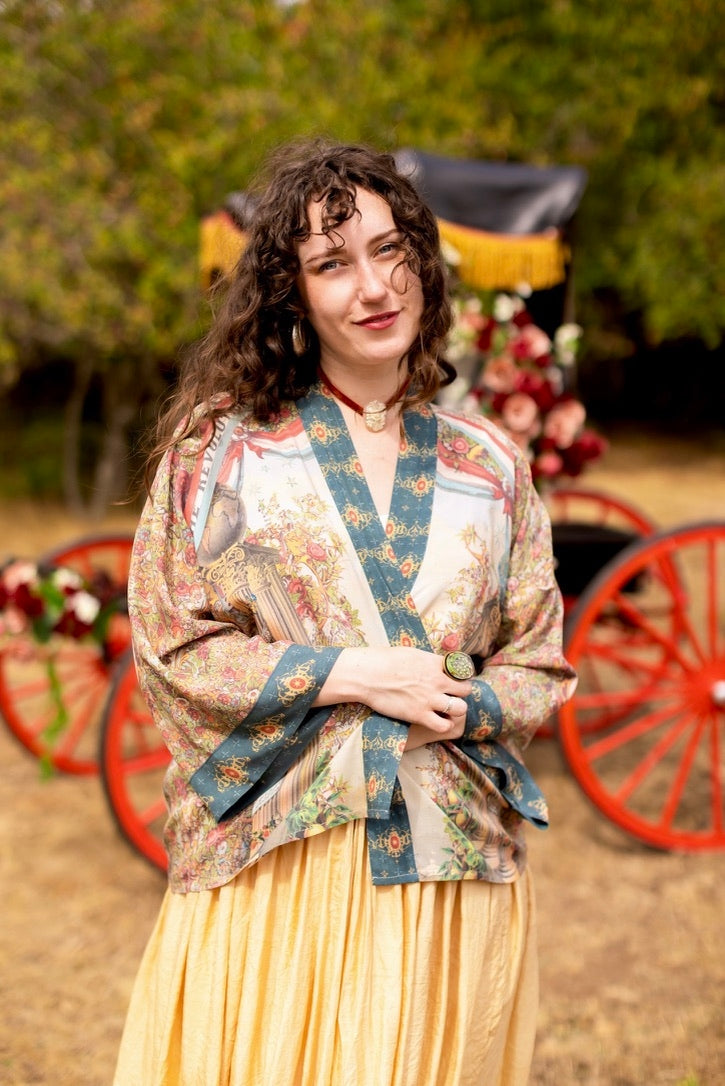 Market Of Stars - Love Revolution - Pixie Duster Crop Kimono - Sun, Horse & Florals