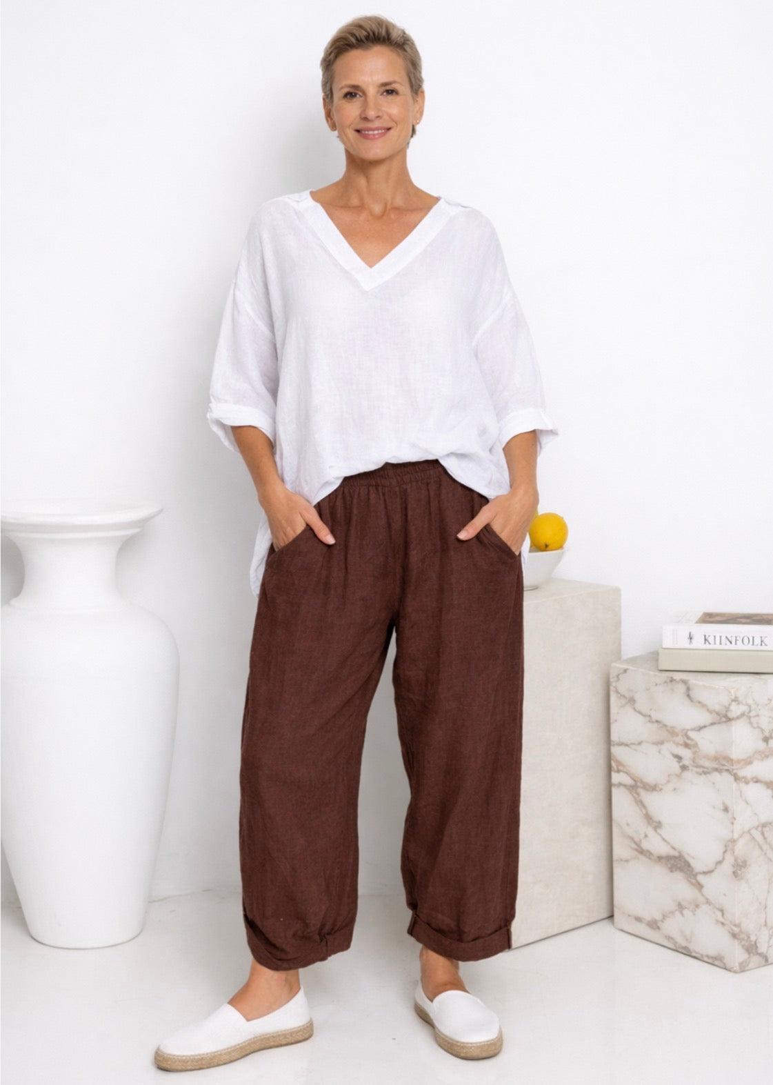 The Italian Cartel - Nati - Italian Linen Pants - Chocolate