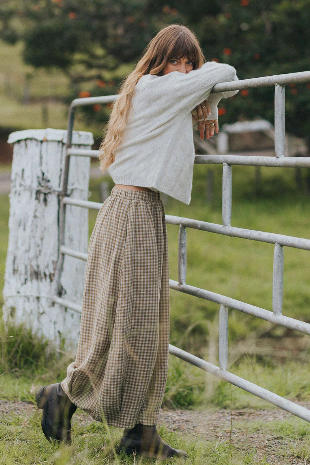 Montaigne - Eadie - Relaxed Fit Linen Pants - Gingham