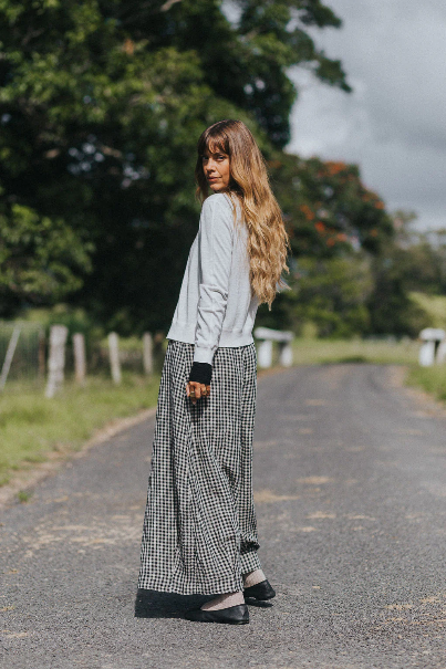 Montaigne - Eadie - Relaxed Fit Linen Pants - Gingham