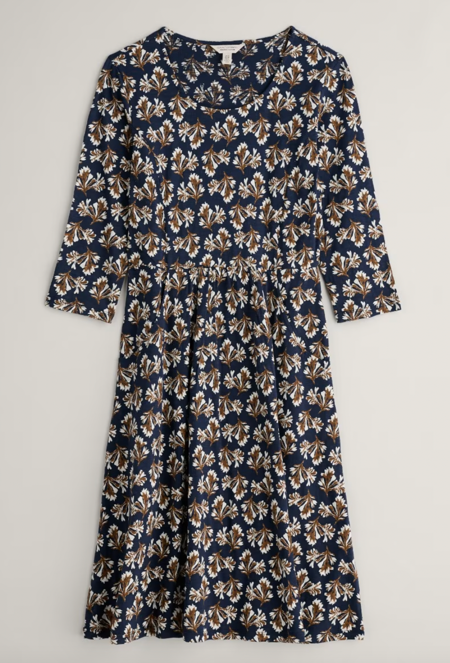 Seasalt Cornwall 3/4 ‘Enor’ Dress - Printed Seaweed Maritime - LAST ONE - Size 10