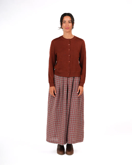 Montaigne - Relaxed Fit French Linen Culottes - Red Check