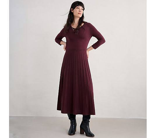 Seasalt Cornwall ‘Folk Song’ Knitted Midi Dress - Merlot