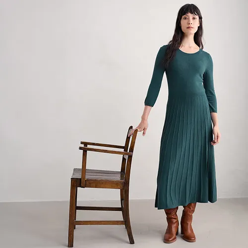 Seasalt Cornwall ‘Folk Song’ Knitted Midi Dress - Dusky Jade