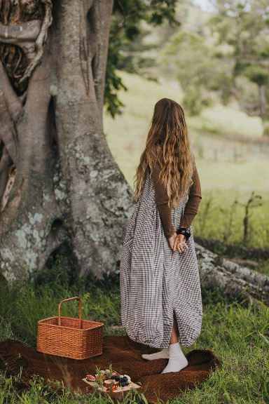 Montaigne - Sartene - French Linen Dress - Tiny Brown Gingham