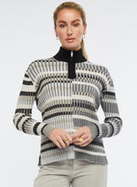 Z & P Multi Stripe Zip Up Jumper - Black