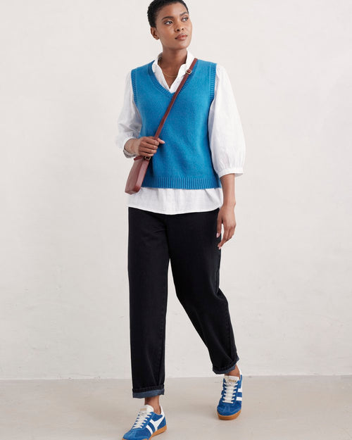 Seasalt Cornwall ‘East View’ Vest V-Neck - Sailboats