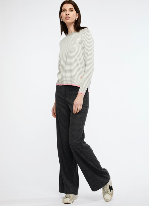 Z & P Essential Stripe Crew Neck Jumper - Marl Combo