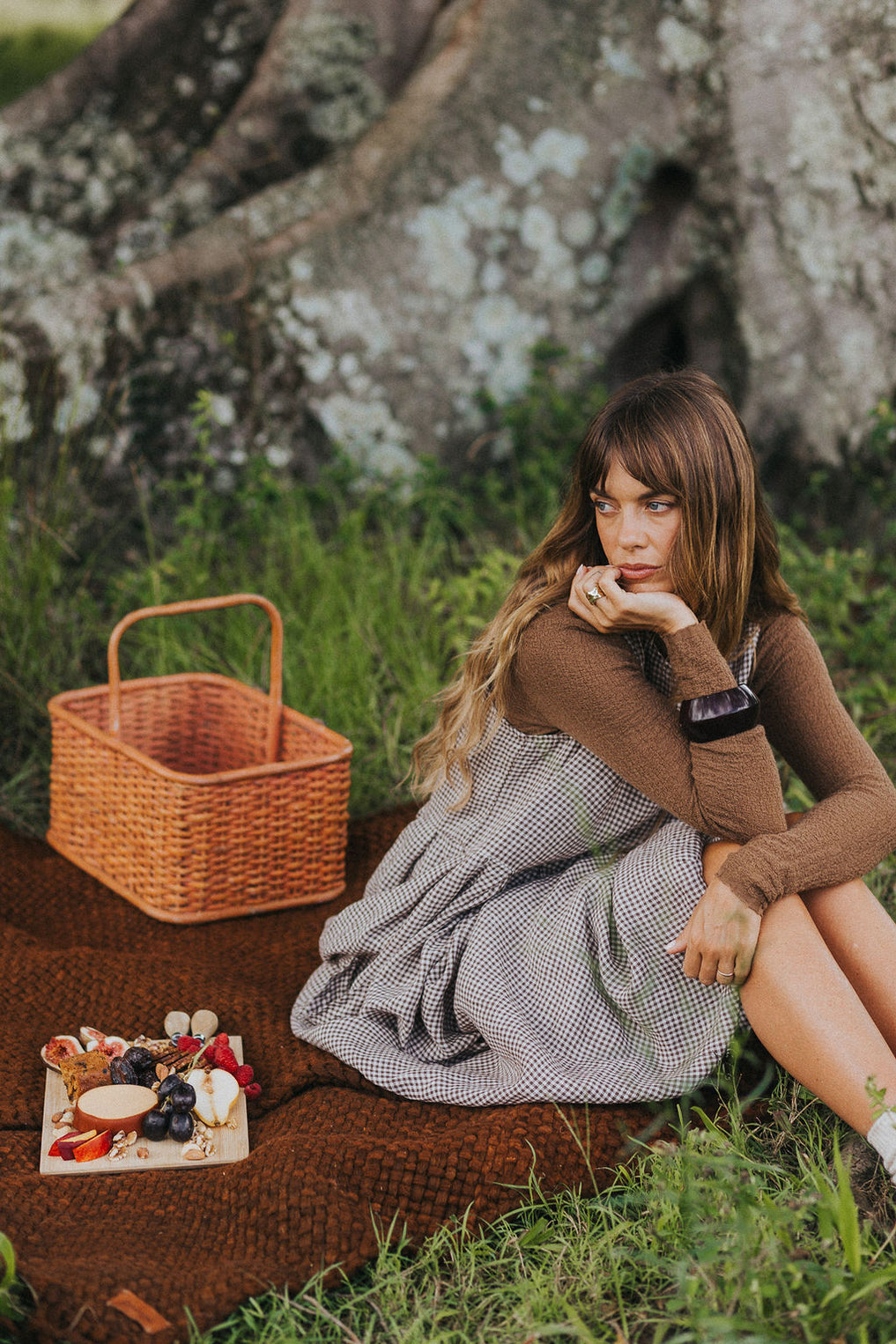 Montaigne - Sartene - French Linen Dress - Tiny Brown Gingham