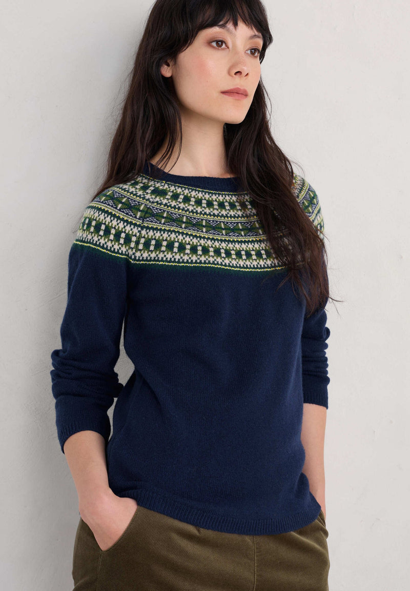 Seasalt Cornwall ‘Buck's Horn’ Jumper- Bedstone Sea Cave Navy Mix