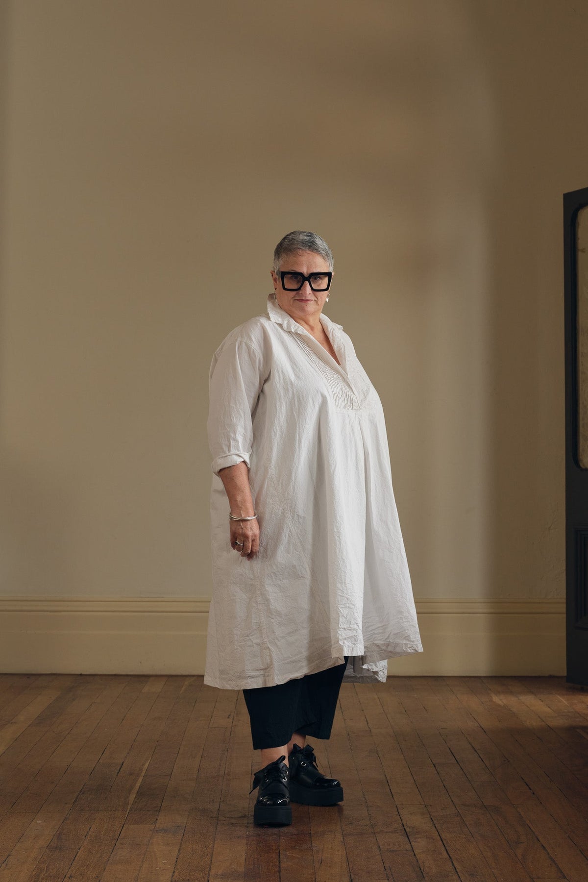 Meg By Design - Marcel  - Cotton Poplin Tuxedo Dress - Black